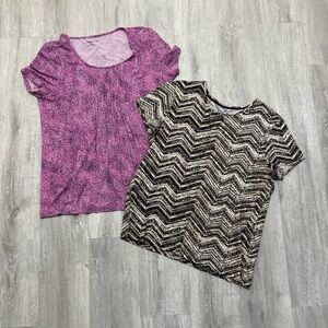 Croft and Borrow Short Sleeve Top Bundle Polka Dots and Zigzags Medium Petite